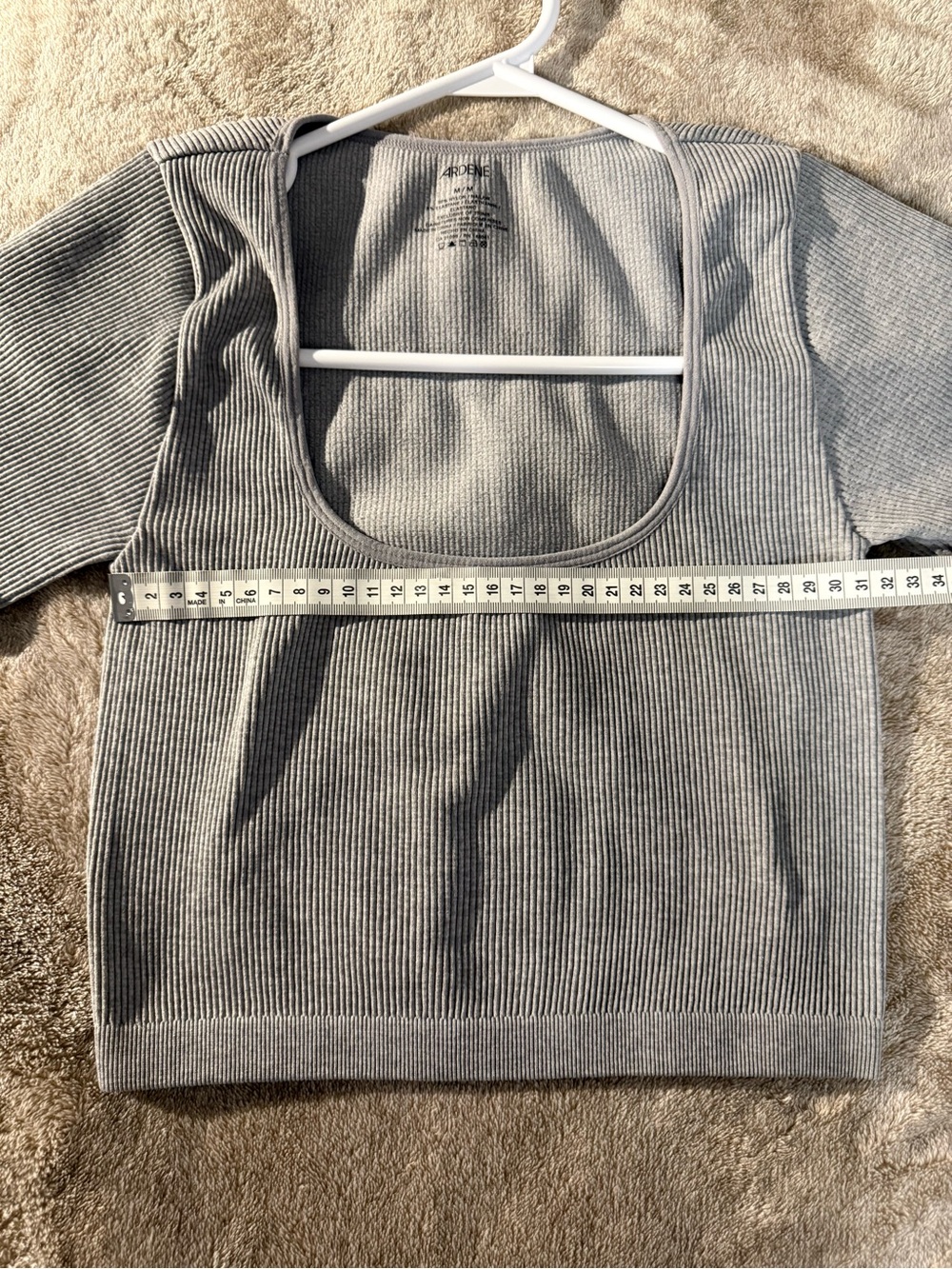 ARDENE - Ribbed Square-Neck Top - Gray - Picture 2 of 5